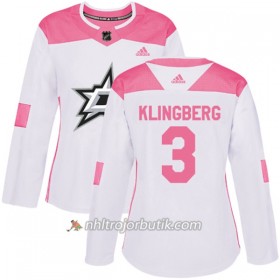 Dame Ishockey Dallas Stars Tröja John Klingberg 3 Adidas 2017-2018 Vit Rosa Fashion Authentic